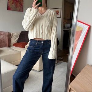 Madewell Cream V-Neck Sweater